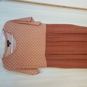 Suzanne betro polka dot dress 1x brown and cream